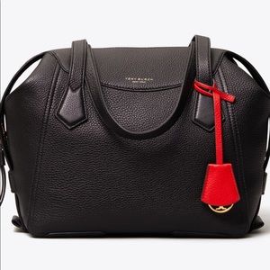 Tory Burch Perry Black Pebble Leather Satchel
